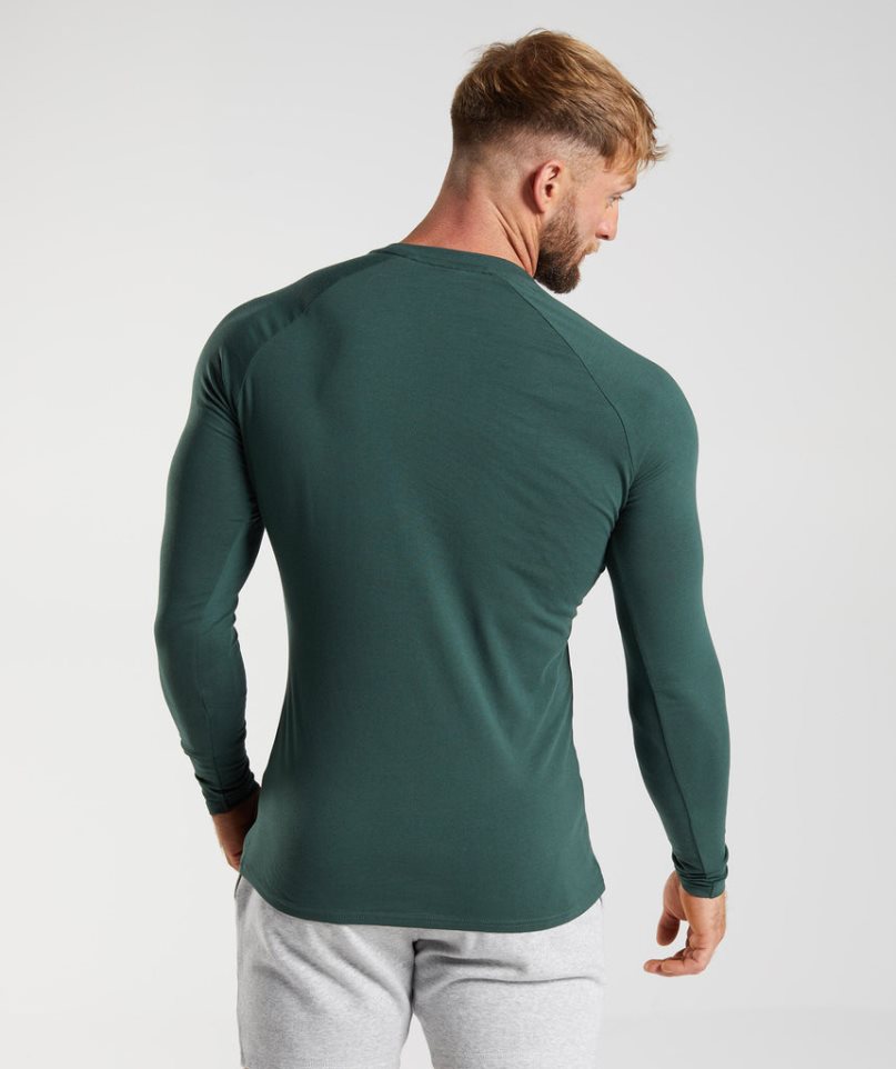 Koszulki Gymshark Apollo Long Sleeve Męskie Zielone | PL 182RQD